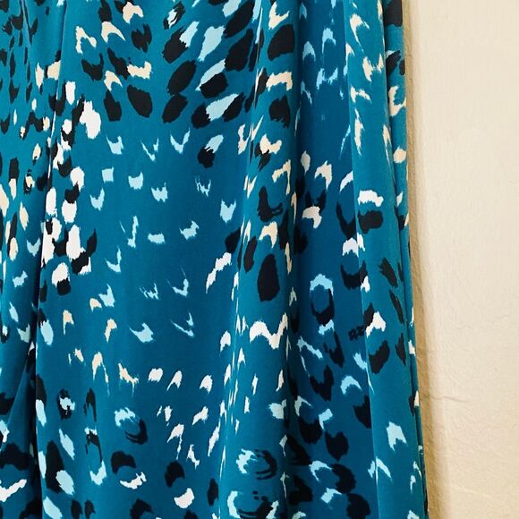 JM Collection Elastic Waist Variation Spots Printed Pull-on Pants Teal Small - Picture 2 of 4